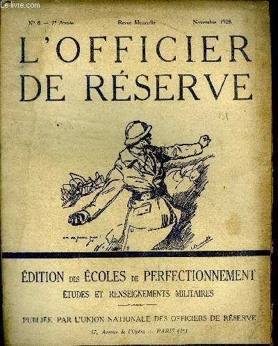 L'officier de réserve N°8 7è année Novembre 1928 Comment se …