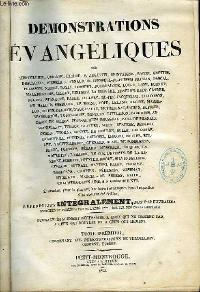 DEMONSTRATIONS EVANGELIQUES EN 18 tomes COMPLET.