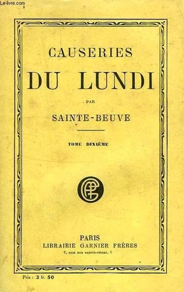CAUSERIES DU LUNDI, TOME X