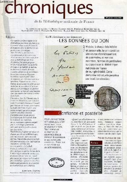CHRONIQUES DE LA BIBLIOTHEQUE NATIONALE DE FRANCE, N° 1, JAN.-FEV. …