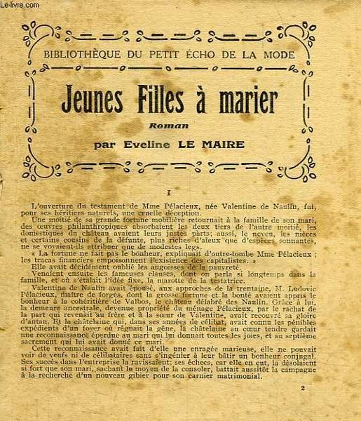JEUNES FILLES A MARIER