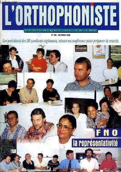 L'ORTHOPHONISTE, PERIODIQUE DE LA FNO, N° 161, OCT. 1996