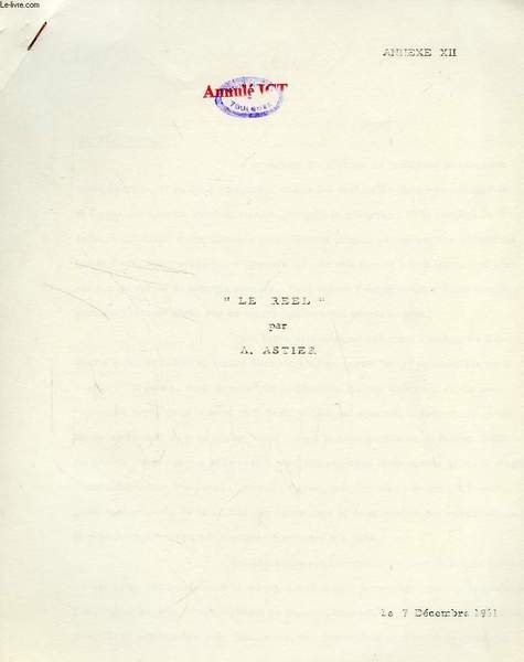 ANNEXE XII, 'LE REEL'