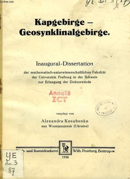 KAPGEBIRGE- GEOSYNKLINALGEBIRGE (INAUGURAL-DISSERTATION)
