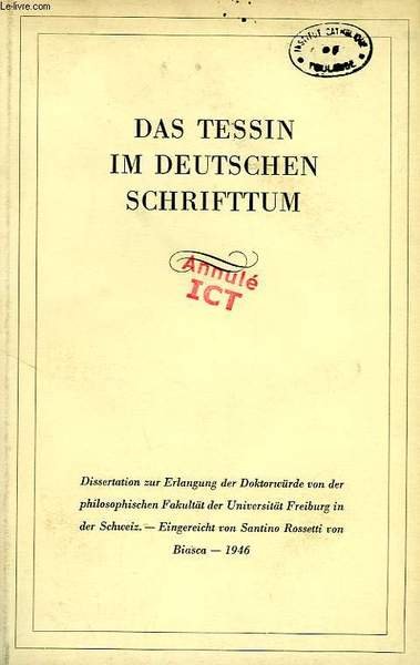 DAS TESSIN IM DEUTSCHEN SCHRIFTTUM