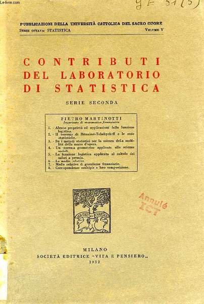 CONTRIBUTI DEL LABORATORIO DI STATISTICA, SERIE SECONDA