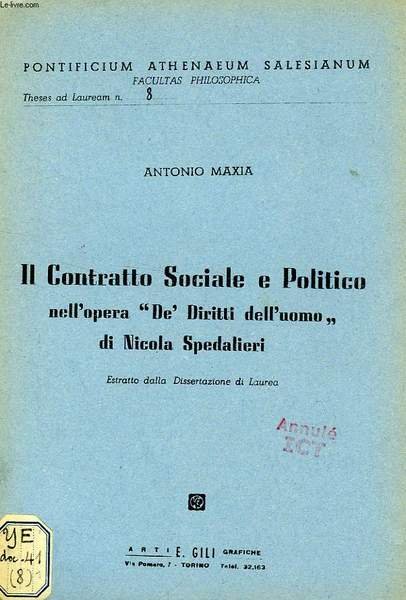 IL CONTRATTO SOCIALE E POLITICO NELL'OPERA 'DE' DIRITTI DELL'UOMO' DI NICOLA SPEDALIERI