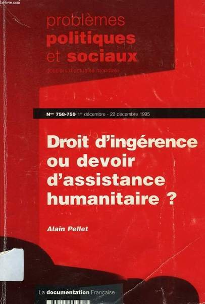 PROBLEMES POLITIQUES ET SOCIAUX, DOSSIERS D'ACTUALITE MONDIALE, N° 758-759, DEC. …