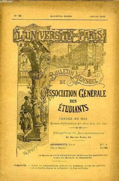 L'UNIVERSITE DE PARIS, 15e ANNEE, N° 99, JAN. 1900