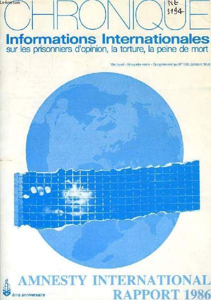CHRONIQUE, SUPPLEMENT AU N° 128, OCT. 1986, INFORMATIONS INTERNATIONALES SUR … | Immagine principale