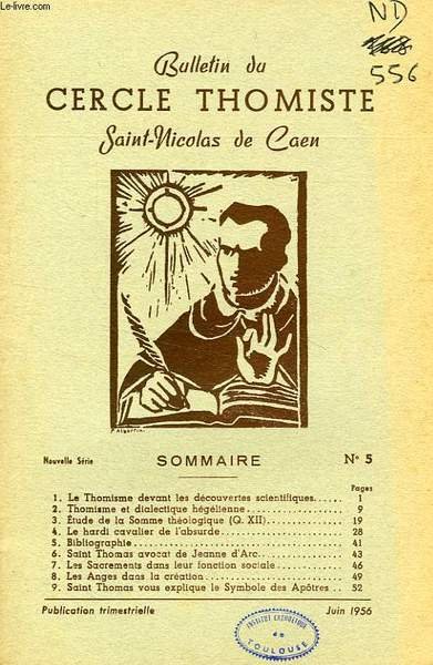 BULLETIN DU CERCLE THOMISTE SAINT-NICOLAS DE CAEN, N° 5, JUIN …