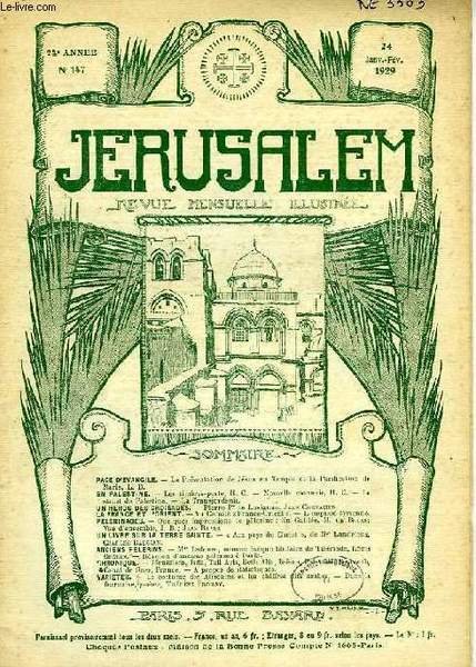 JERUSALEM, 24e ANNEE, N° 147, JAN.-FEV. 1929, REVUE MENSUELLE ILLUSTREE | Immagine principale