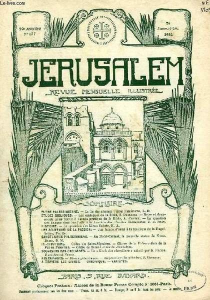 JERUSALEM, 29e ANNEE, N° 177, JAN.-FEV. 1934, REVUE MENSUELLE ILLUSTREE | Immagine principale