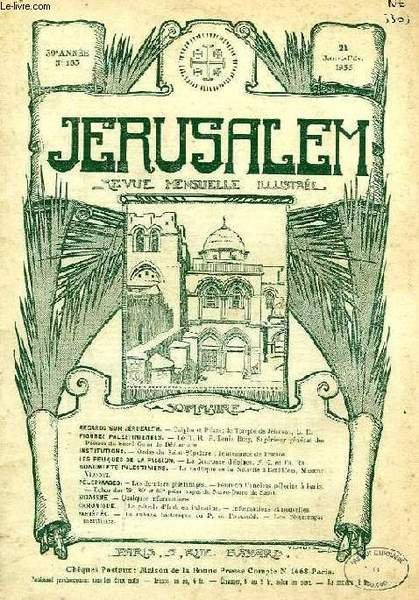 JERUSALEM, 30e ANNEE, N° 183, JAN.-FEV. 1935, REVUE MENSUELLE ILLUSTREE | Immagine principale