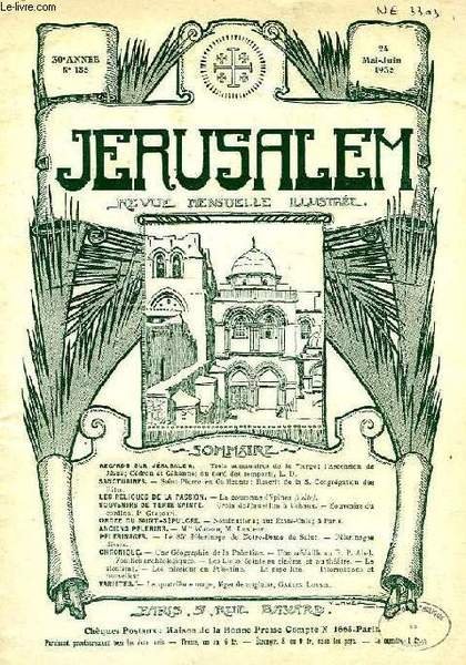 JERUSALEM, 30e ANNEE, N° 185, MAI-JUIN 1935, REVUE MENSUELLE ILLUSTREE | Immagine principale