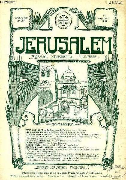 JERUSALEM, 30e ANNEE, N° 187, SEPT.-OCT. 1935, REVUE MENSUELLE ILLUSTREE | Immagine principale