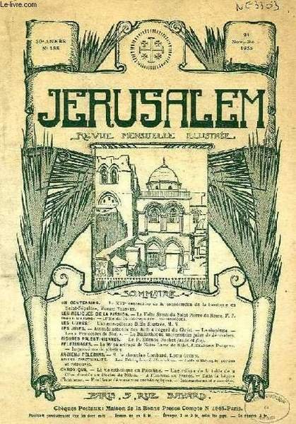 JERUSALEM, 30e ANNEE, N° 188, NOV.-DEC. 1935, REVUE MENSUELLE ILLUSTREE