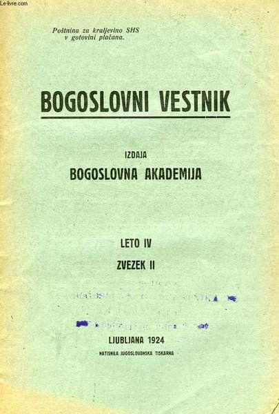 BOGOSLOVNI VESTNIK, LETO IV, ZVEZEK II, 1924, IZDAJA BOGOSLOVNA AKADEMIJA | Immagine principale