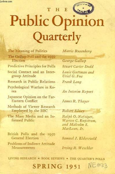 THE PUBLIC OPINION QUARTERLY, VOL. 15, N° 1, SPRING 1951 | Immagine principale