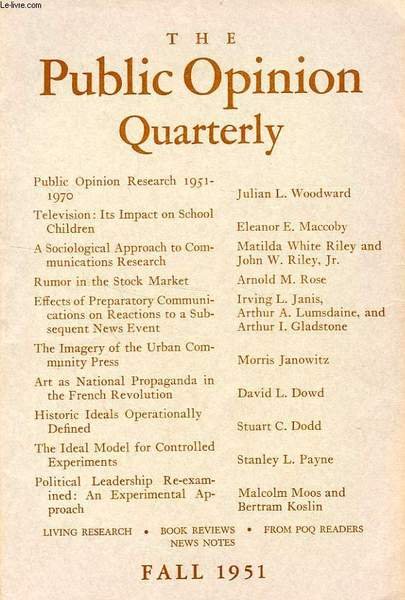 THE PUBLIC OPINION QUARTERLY, VOL. 15, N° 3, FALL 1951