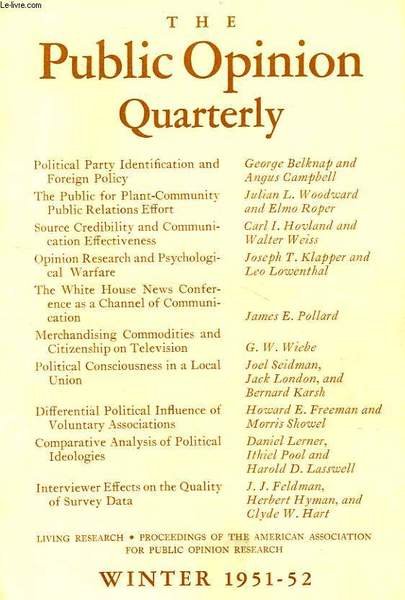 THE PUBLIC OPINION QUARTERLY, VOL. 15, N° 4, WINTER 1951-1952 | Immagine principale