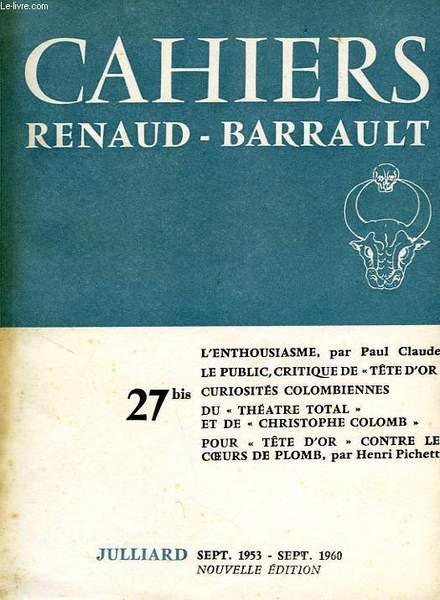 CAHIERS RENAUD-BARRAULT, N° 27 bis