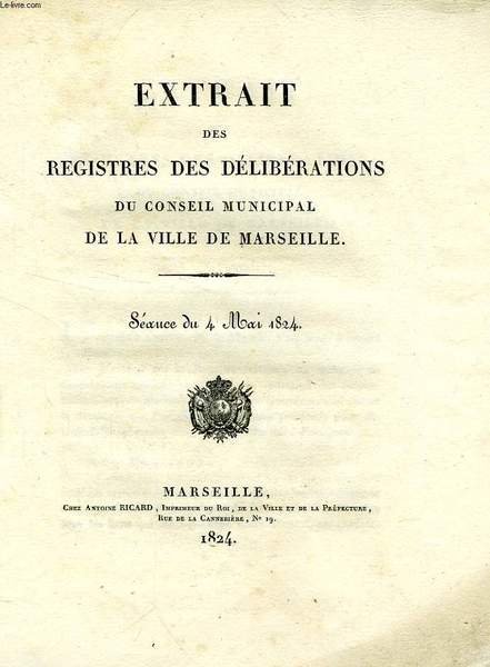 EXTRAIT DES REGISTRES DES DELIBERATIONS DU CONSEIL MUNICIPAL DE LA … | Immagine principale