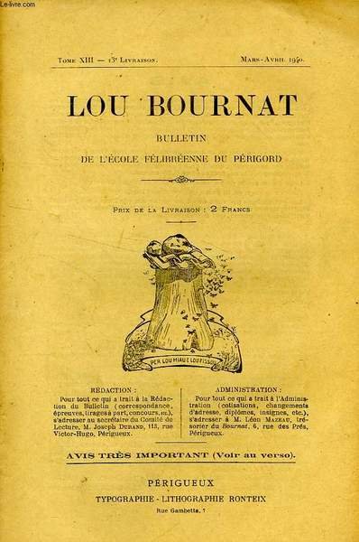 LOU BOURNAT DOU PERIGORD, BULLETIN DE L'ECOLE FELIBREENNE DU PERIGORD, … | Immagine principale
