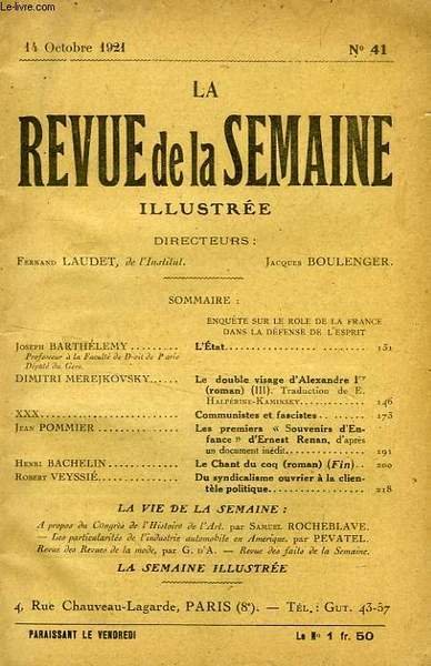 LA REVUE DE LA SEMAINE ILLUSTREE, N° 41, OCT. 1921 | Immagine principale