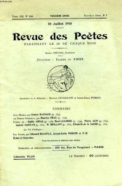 REVUE DES POETES, TOME XIII, 13e ANNEE, N° 146, NOUVELLE … | Immagine principale