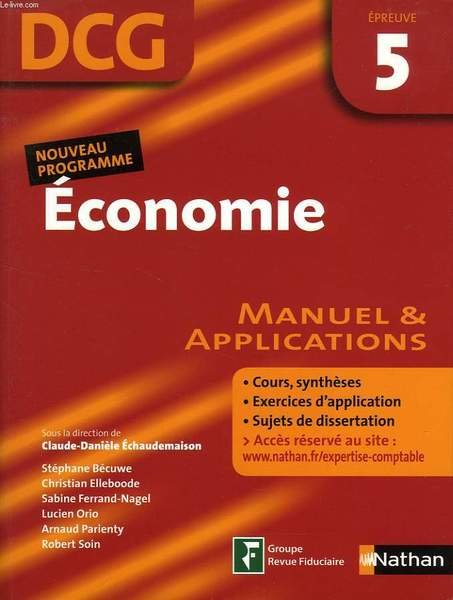 DCG, EPREUVE 5, ECONOMIE, MANUEL & APPLICATIONS | Immagine principale