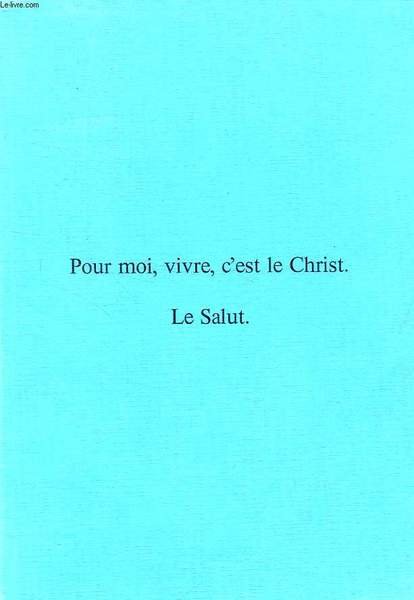POUR MOI, VIVRE, C'EST LE CHRIST, LE SALUT (RETRAITE) | Immagine principale