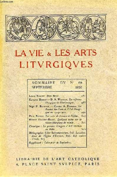 LA VIE & LES ARTS LITURGIQUES, N° 69, SEPT. 1920