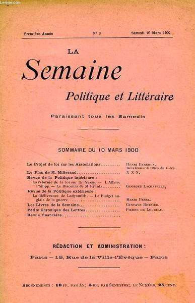LA SEMAINE POLITIQUE ET LITTERAIRE, 1re ANNEE, N° 9, MARS …