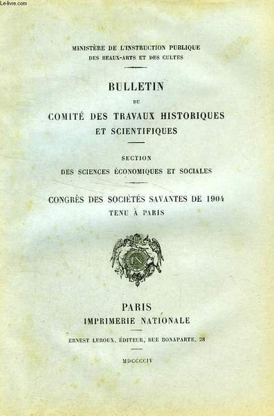 BULLETIN DU COMITE DES TRAVAUX HISTORIQUES ET SCIENTIFIQUES, SECTION DES …