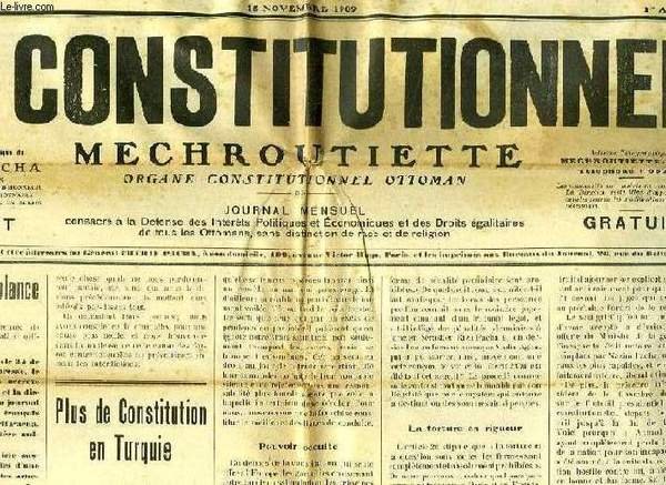 LE CONSTITUTIONNEL MECHEROUTIETTE, ORGANE CONSTITUTIONNEL OTTOMAN, 1re ANNEE, N° 2, …