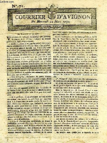 COURRIER D'AVIGNON, N° 71, DU MERCREDI 24 MARS 1790
