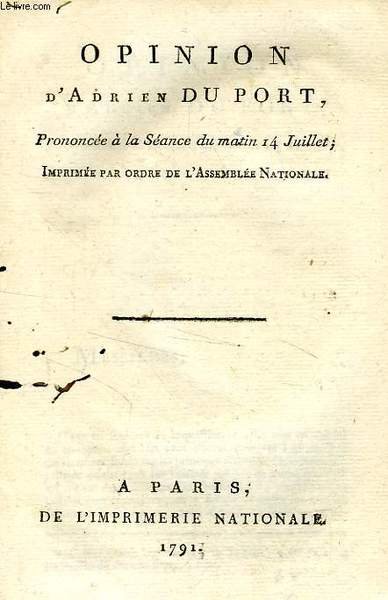 OPINION D'ADRIEN DU PORT, PRONONCEE A LA SEANCE DU MATIN … | Immagine principale