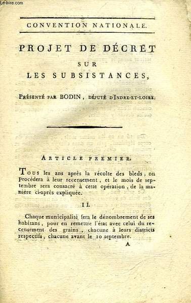 PROJET DE DECRET SUR LES SUBSISTANCES