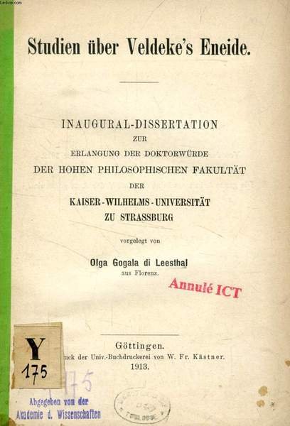 STUDIEN ÜBER VELDEKE'S ENEIDE (INAUGURAL-DISSERTATION)