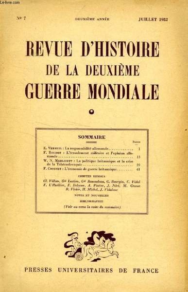 REVUE D'HISTOIRE DE LA DEUXIEME GUERRE MONDIALE, N° 7, JUILLET … | Immagine principale