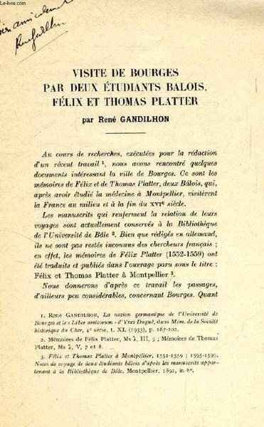 VISITE DE BOURGES PAR DEUX ETUDIANTS BALOIS, FELIX ET THOMAS …