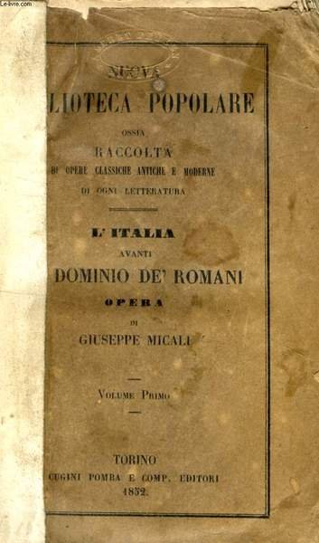 L'ITALIA AVANTI IL DOMINIO DEI ROMANI, VOLUME I