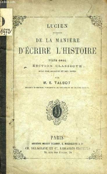 DE LA MANIERE D'ECRIRE L'HISTOIRE, Texte Grec