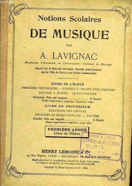 NOTIONS SCOLAIRES DE MUSIQUE