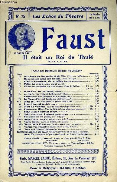 FAUST, IL ETAIT UN ROI DE THULE