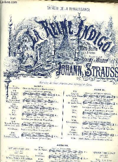 LA REINE INDIGO OPERA I EN 3 ACTES CHANT ET PIANO POUR VALSE BRINDISI (SOPRANO OU TENOR)