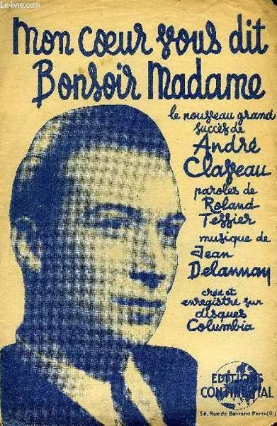 MON COEUR VOUS DIT, BONSOIR, MADAME partition pour le chant