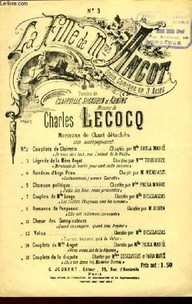 N°3 LA FILLE DE MADAME ANGOT 1er ACTE | Immagine principale