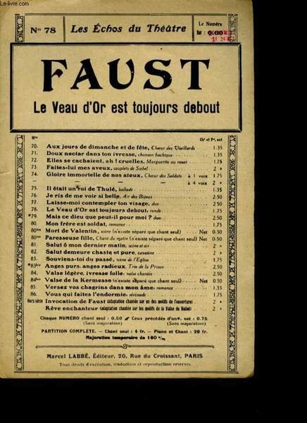 FAUST N°78 LE VEAU D'OR EST TOUJOURS DEBOUT.